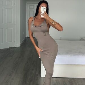 Bershka Taupe Maxi Dress